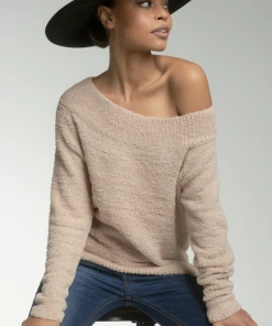 Wanderlust By Abby Oatmeal Off The Shoulder Sweater