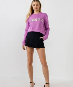 Wanderlust By Abby Amour Bedazzled Sweatshirt NEW