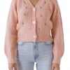 Wanderlust By Abby NEW Floral Embroidered Knit Cardigan