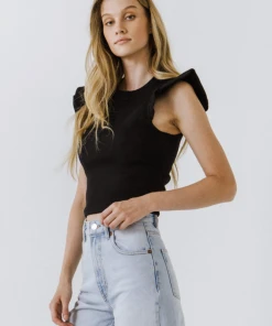 Wanderlust By Abby NEW Ruffle Detail Knit Top