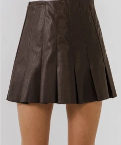 Wanderlust By Abby CLOTHING Pleated Leather Skirt