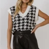 Wanderlust By Abby Houndstooth Sweater Vest NEW