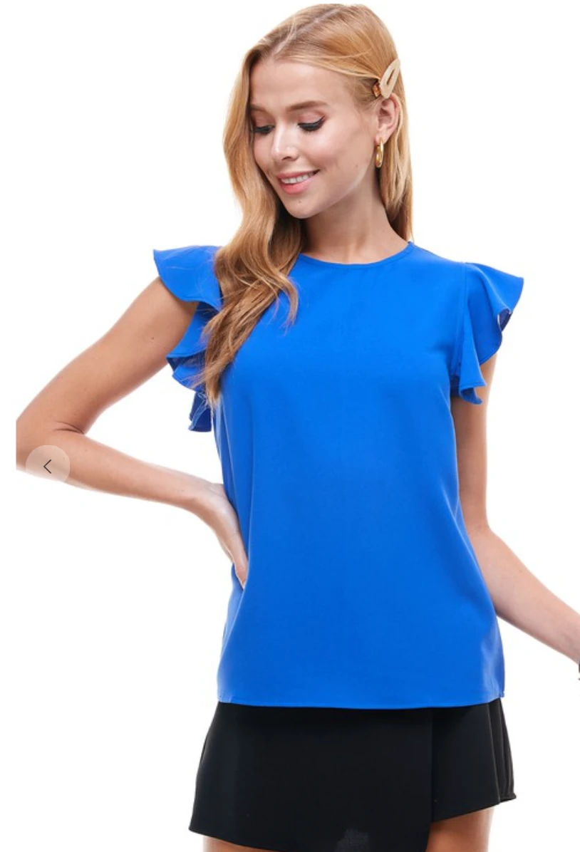 Wanderlust By Abby NEW Round Neck Flutter Sleeve Top 6 Wanderlust By Abby NEW Round Neck Flutter Sleeve Top