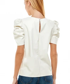 Wanderlust By Abby Pearl Pleather Puff Top