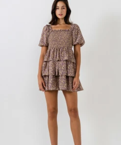 Wanderlust By Abby NEW Purple & Gold Floral Dress