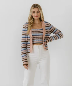 Wanderlust By Abby NEW Knit Striped Cardigan