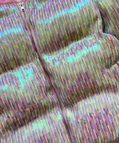 Queen Of Sparkles Pink Multi Sequin Poof Puffer Jacket