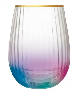 Wanderlust By Abby Beveled Stemless Wine Glass NEW