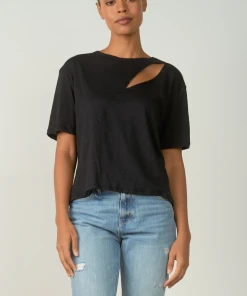 Wanderlust By Abby Papaya Short Sleeve Slit Front Top