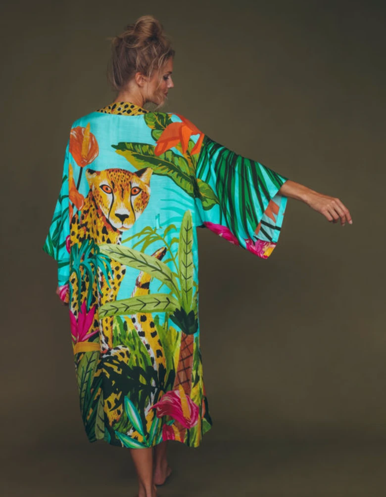 Wanderlust By Abby NEW Cheetah Kimono Gown 5 Wanderlust By Abby NEW Cheetah Kimono Gown