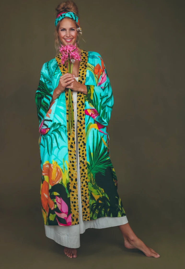 Wanderlust By Abby NEW Cheetah Kimono Gown 4 Wanderlust By Abby NEW Cheetah Kimono Gown