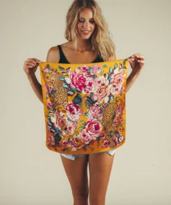 Wanderlust By Abby NEW Small Satin Square Leopard Floral