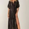 Wanderlust By Abby NEW Black And Melon V-Neck Maxi Dress