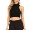 Wanderlust By Abby CLOTHING Sleeveless Mock Neck Ribbed Crop Top