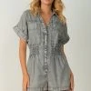 Wanderlust By Abby Grey Wash Utility Romper NEW