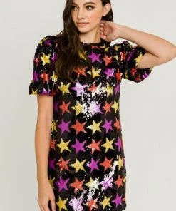 Wanderlust By Abby NEW Star Sequin Puff Sleeve Dress