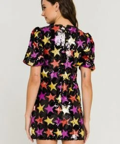 Wanderlust By Abby NEW Star Sequin Puff Sleeve Dress