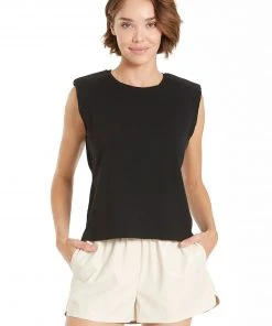 Wanderlust By Abby Brynn Padded Shoulder Back Tank NEW