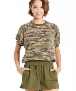 Wanderlust By Abby Maria Raglan Sleeve Vintage Camo Top NEW