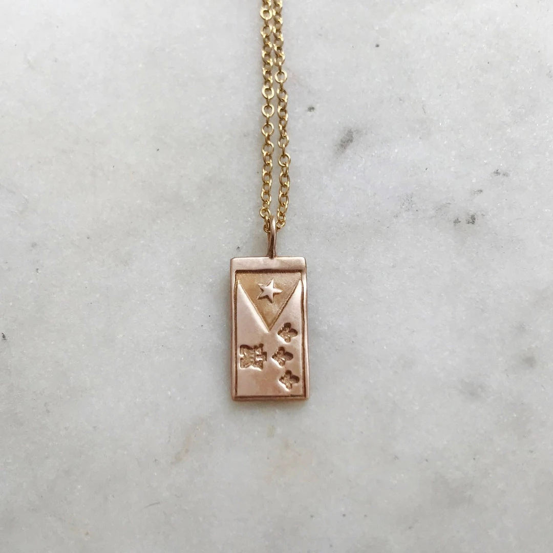 Mimosa Handcrafted Mimosa Acadian Flag Necklace 3 Mimosa Handcrafted Mimosa Acadian Flag Necklace