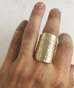 Mimosa Handcrafted Mimosa Alligator Skin Cuff Ring