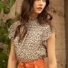 Wanderlust By Abby Cheetah Flutter Sleeve Top
