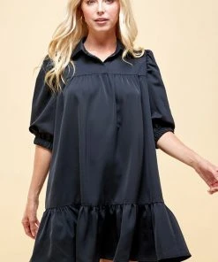 Wanderlust By Abby NEW Satin Collared Dress