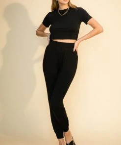 Wanderlust By Abby NEW Crop Tee And Jogger Pant Set