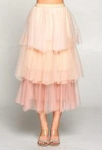 Wanderlust By Abby Mesh Layer Midi Skirt NEW