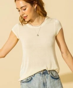 Wanderlust By Abby Round Neck Cap Sleeve Top CLOTHING