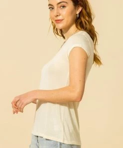 Wanderlust By Abby Round Neck Cap Sleeve Top CLOTHING