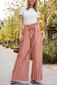Wanderlust By Abby NEW Pleated Front Tie Wide Pants