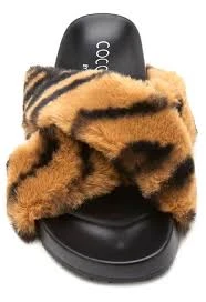 Wanderlust By Abby SALE Seasons Fur Slides Tiger Stripes