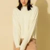 Wanderlust By Abby NEW Off White Crew Neck Drop Shoulder Long Sleeve Sweater