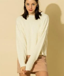 Wanderlust By Abby NEW Off White Crew Neck Drop Shoulder Long Sleeve Sweater