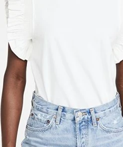 Wanderlust By Abby Poplin Knit Mixed Ruffle Detail Top