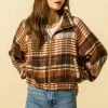 Wanderlust By Abby Plaid Raglan Sleeve Zip Up Jacket