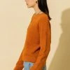 Wanderlust By Abby NEW Burnt Orange Crew Neck Drop Shoulder Long Sleeve Sweater