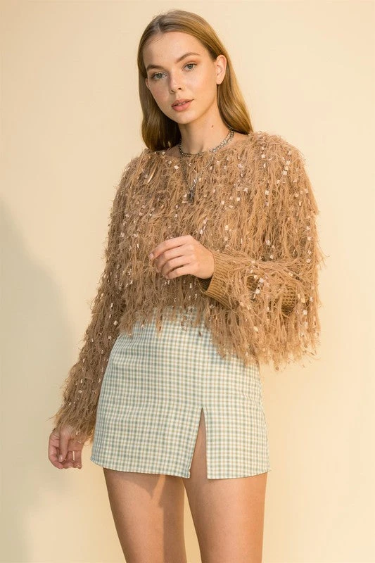 Wanderlust By Abby NEW Fuzzy Fringe Crop Sweater 4 Wanderlust By Abby NEW Fuzzy Fringe Crop Sweater