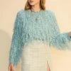 Wanderlust By Abby NEW Fuzzy Fringe Crop Sweater