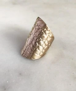 Mimosa Handcrafted Mimosa Alligator Skin Cuff Ring