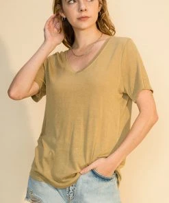 Wanderlust By Abby NEW Wide V Neck Short Sleeve Shirt