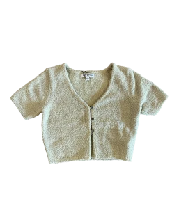 Wanderlust By Abby Button Up Cropped Sweater Top NEW