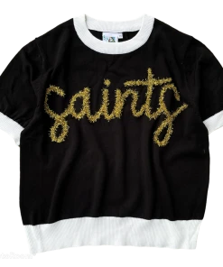 Queen Of Sparkles Black Saints Short Sleeve Tee NEW