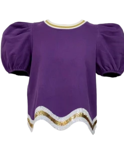 Queen Of Sparkles PURPLE, GOLD/WHITE WAVY TOP