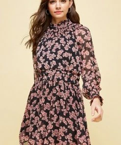 Wanderlust By Abby NEW Mock Neck Floral Dress