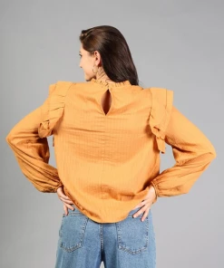 Wanderlust By Abby Ruffel-Trim Woven Blouse NEW