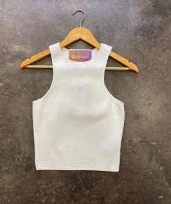 Wanderlust By Abby CLOTHING White Racerback Knit Tank