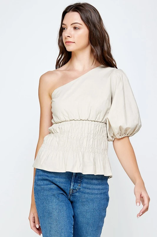 Wanderlust By Abby One-Shoulder Balloon Sleeve Linen Top 5 Wanderlust By Abby One-Shoulder Balloon Sleeve Linen Top