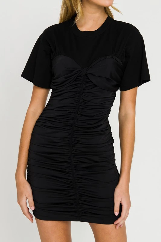 Wanderlust By Abby T-Shirt With Fitted Ruching Dress NEW 9 Wanderlust By Abby T-Shirt With Fitted Ruching Dress NEW